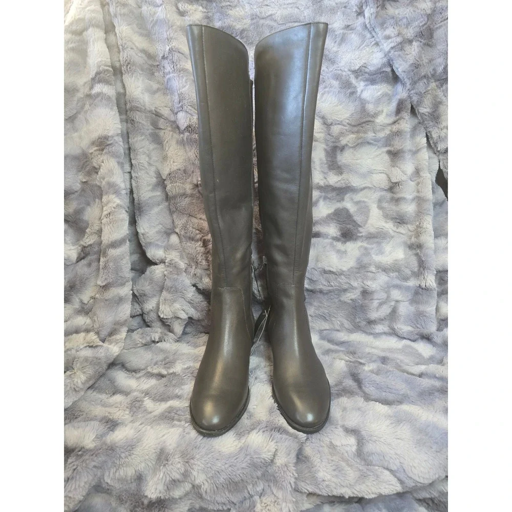 NWB Vince Camuto Pauletta Leather Over The Knee Wide Calf Boot Power Grey Size 8